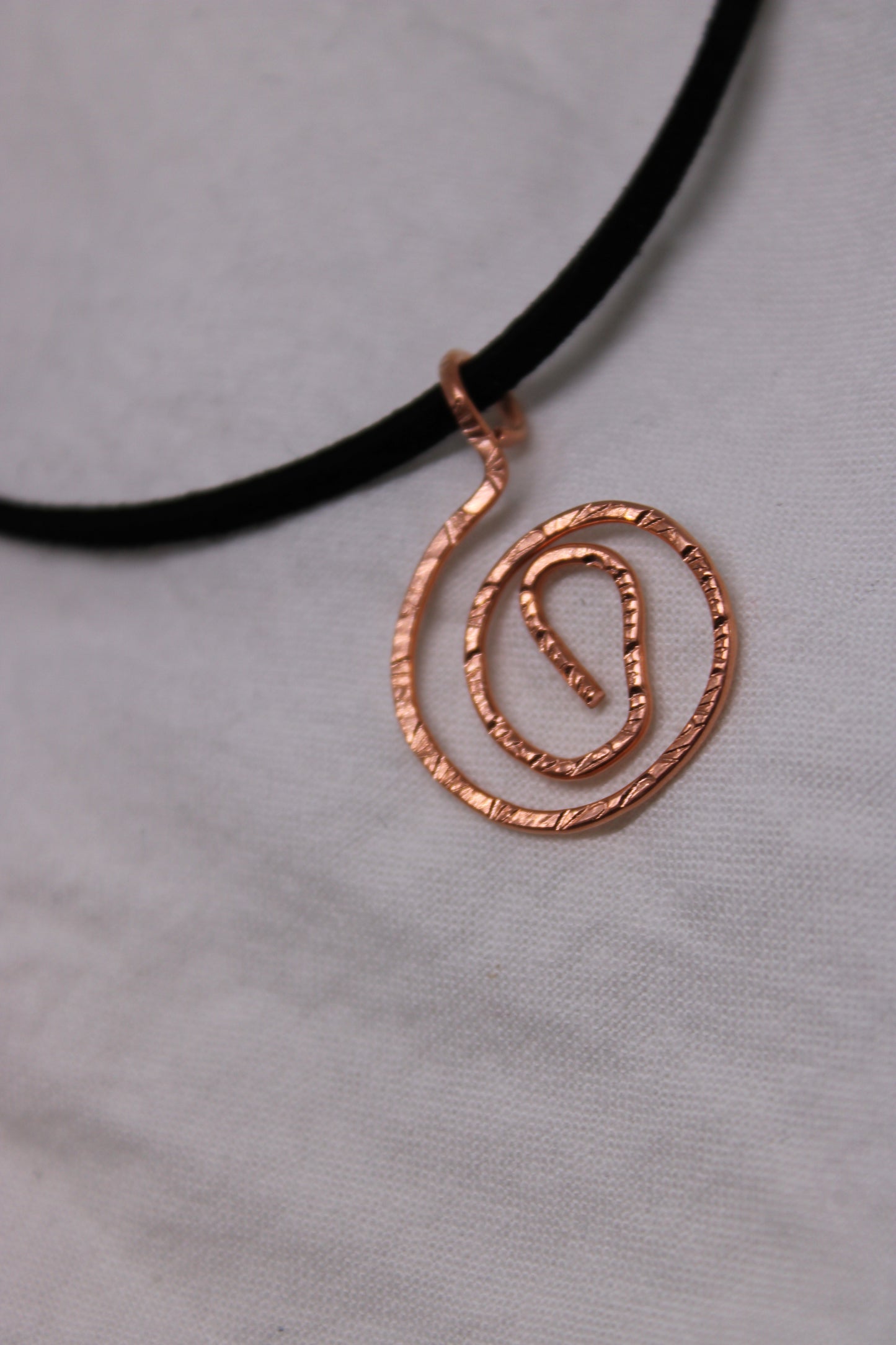 Hammered Stamped Spiral Copper Necklace Jewelry