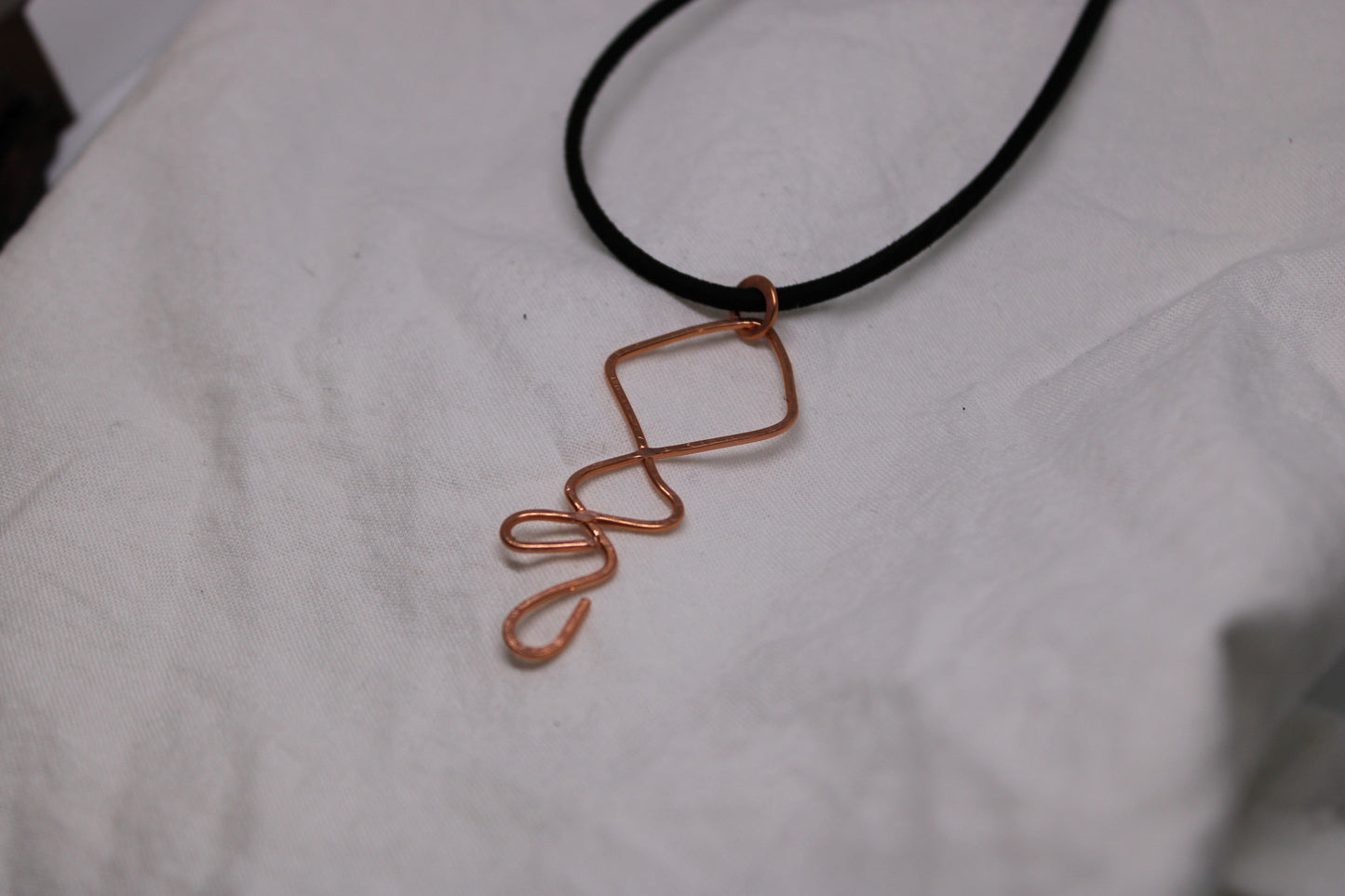 Hammered Stamped Spiral Copper Necklace Jewelry Geometric Design