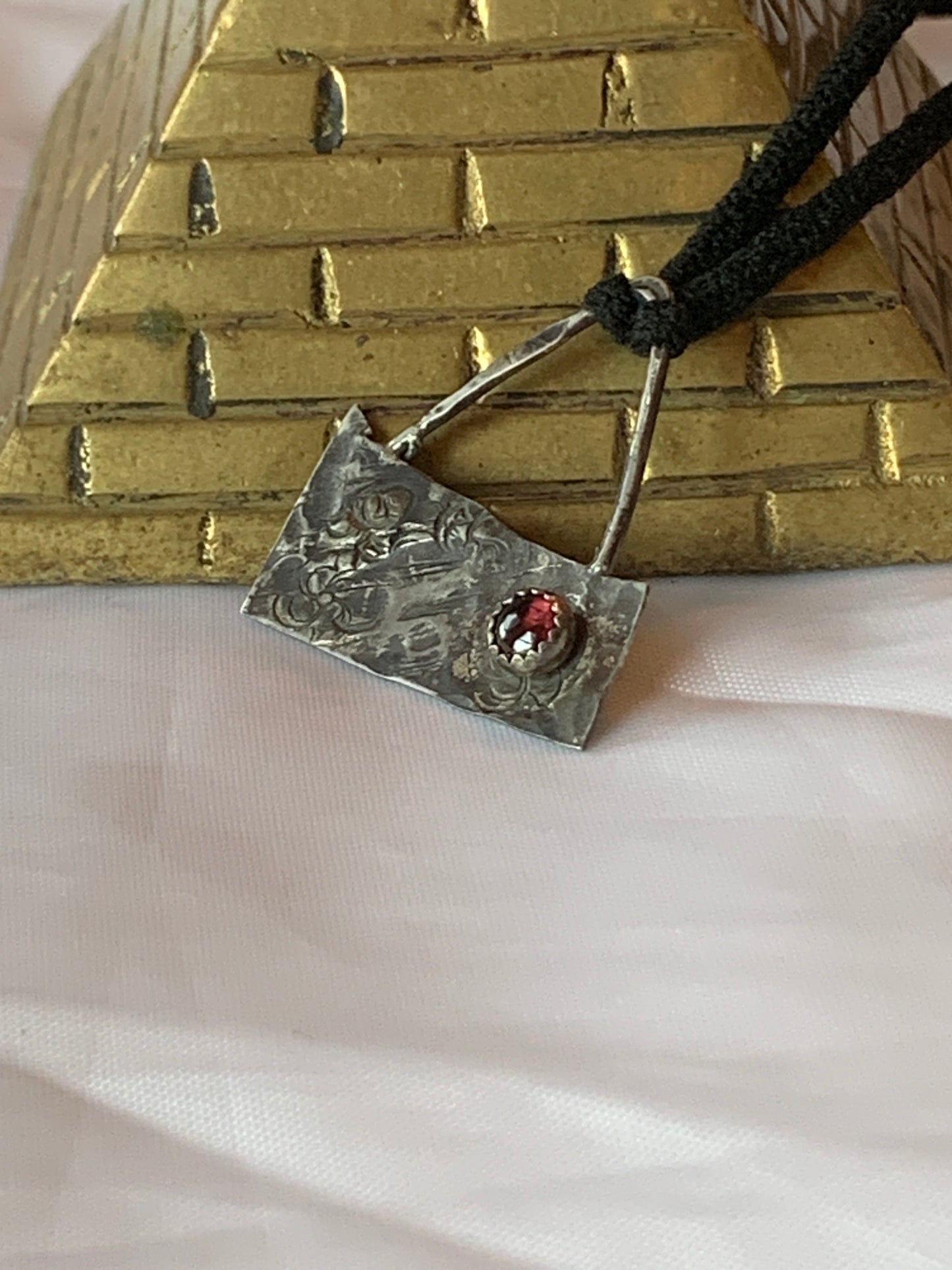 Geometric Garnet Sterling Silver Pendant Jewelry