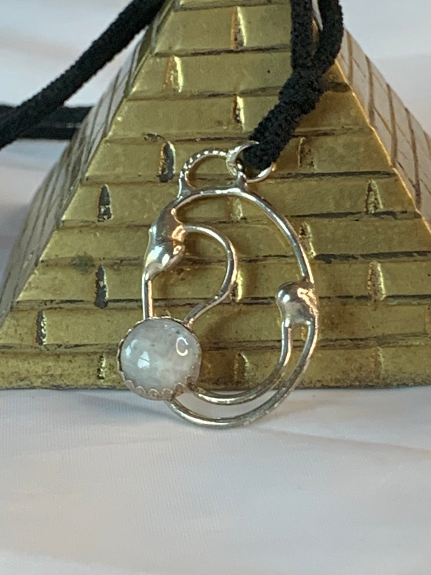 Sterling Silver Moonstone Spiral Circle Pendant
