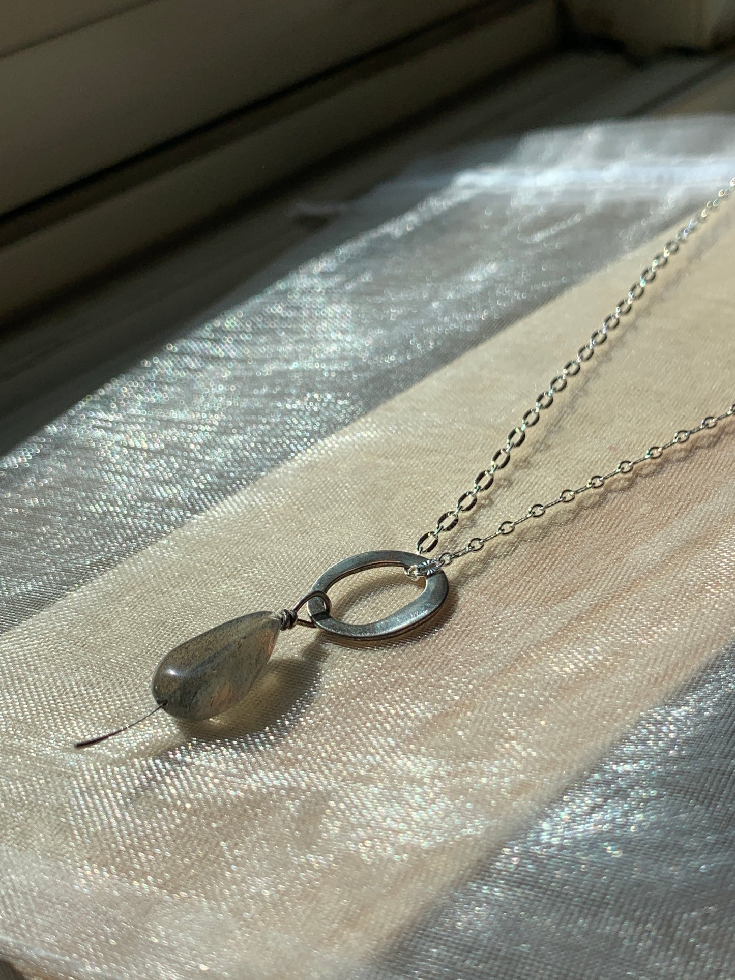 Sterling Silver Labradorite Necklace Minimalist Jewelry Necklace Geometric Design