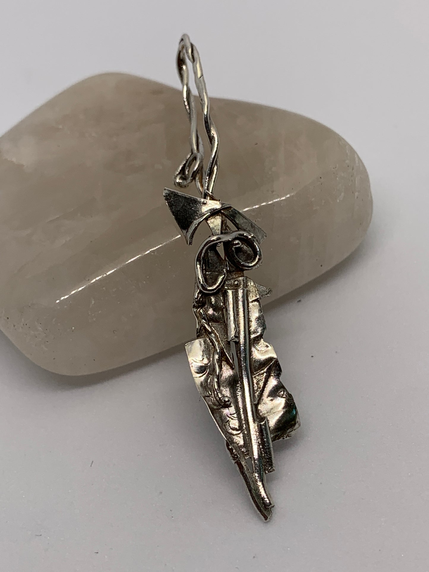 Unique Large Sterling Silver Fused Dagger Pendant Jewelry