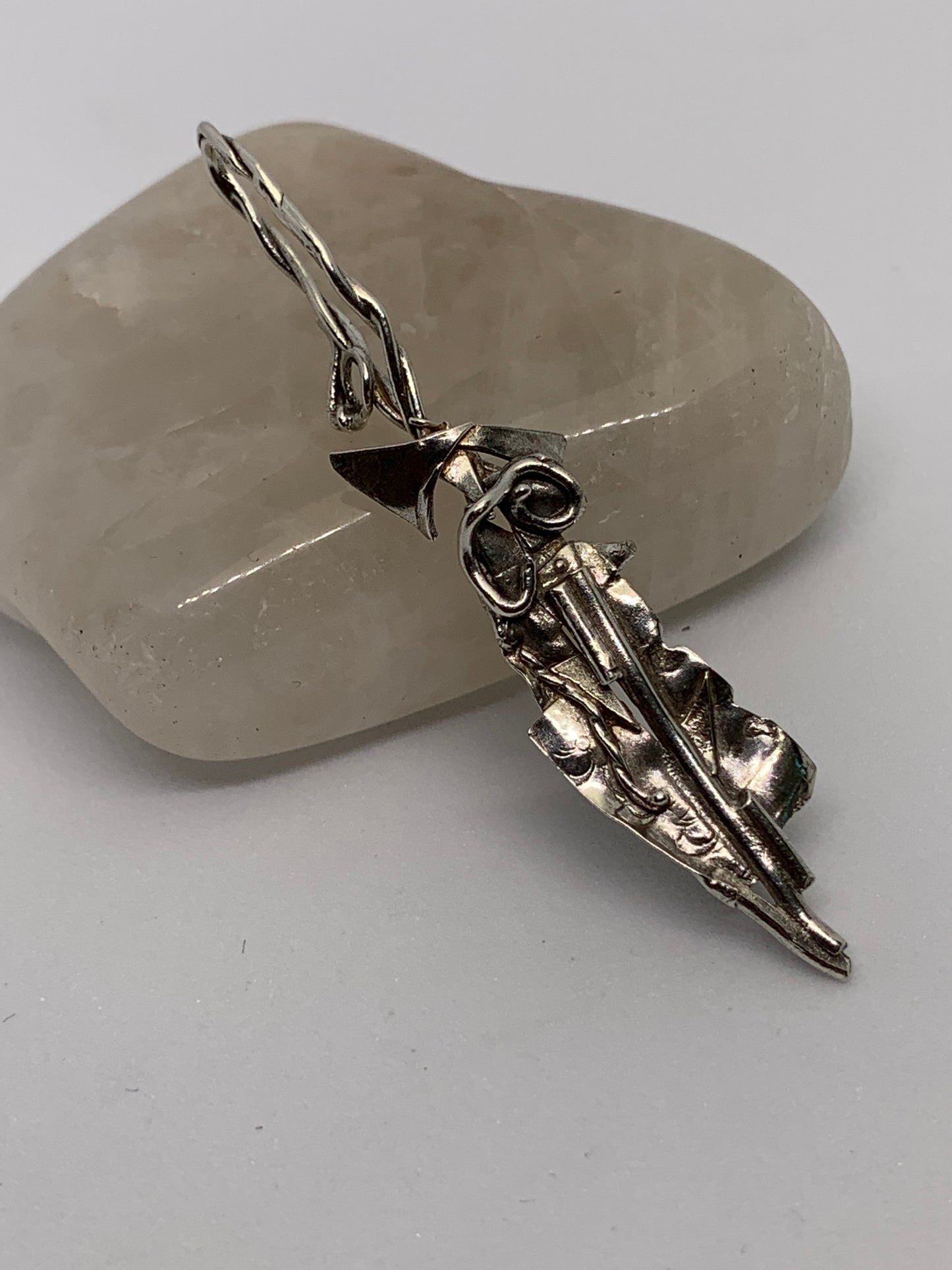 Unique Large Sterling Silver Fused Dagger Pendant Jewelry