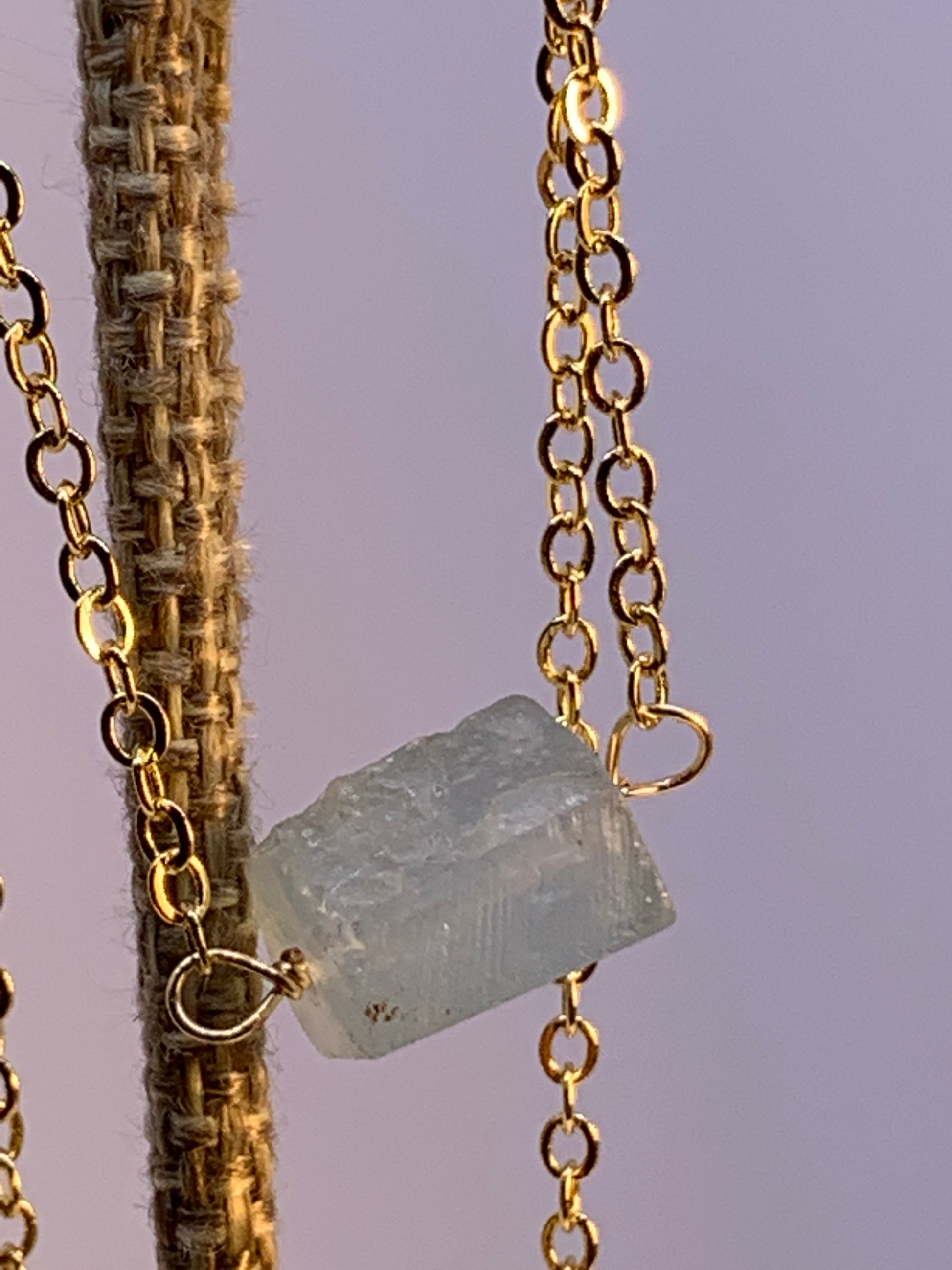 Delicate Minimalist Raw Celestite Necklace